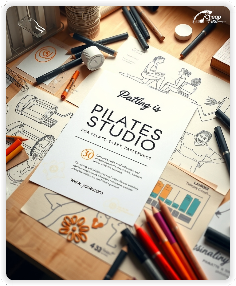 Creative Print Design 1, Pilates Studio promo cards creative layout