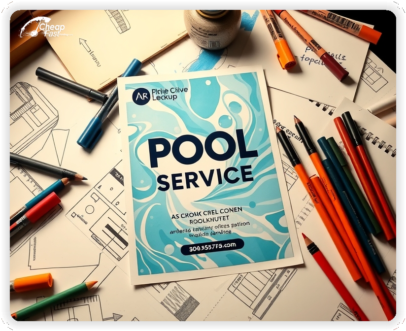 Creative Print Design 1, Pool Service promo cards creative layout