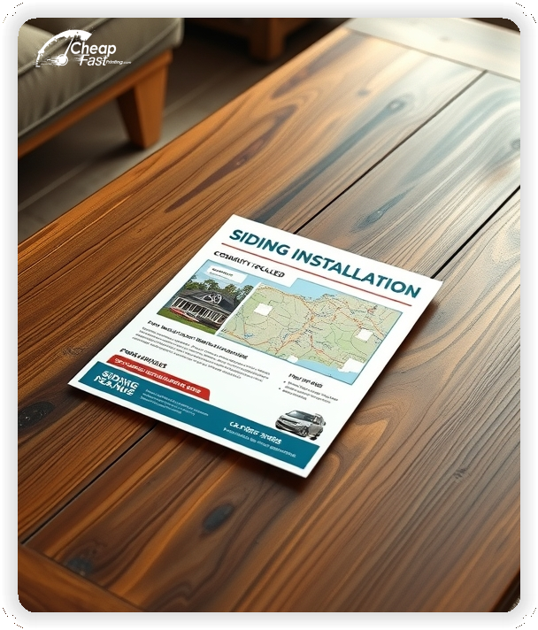 Affordable Siding Installation Advertisement Printing, Siding Installation marketing materials print sample