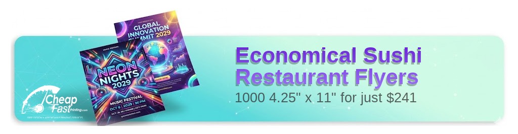 1000 Economical 4.25x11 18pt Premium Kraft Sushi Restaurant Flyers