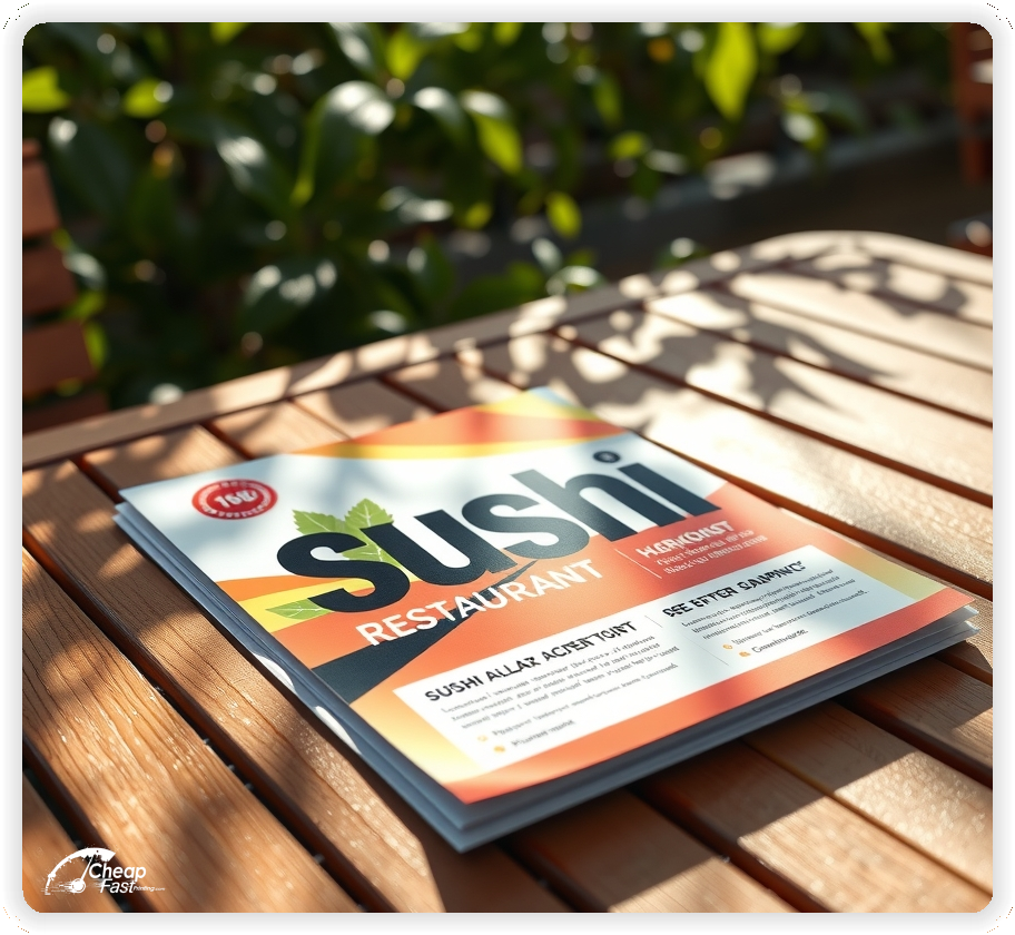 Advertisement For Sushi Restaurant, Sushi Restaurant leaflets layout example