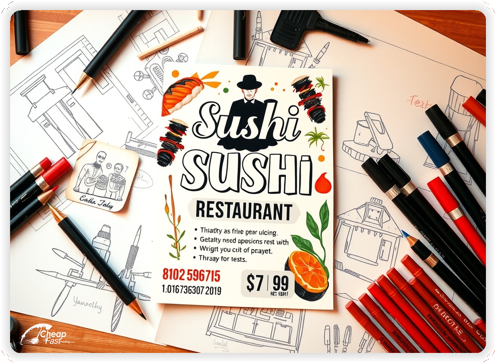 Promo Flyer Sample 1, Sushi Restaurant leaflets creative layout