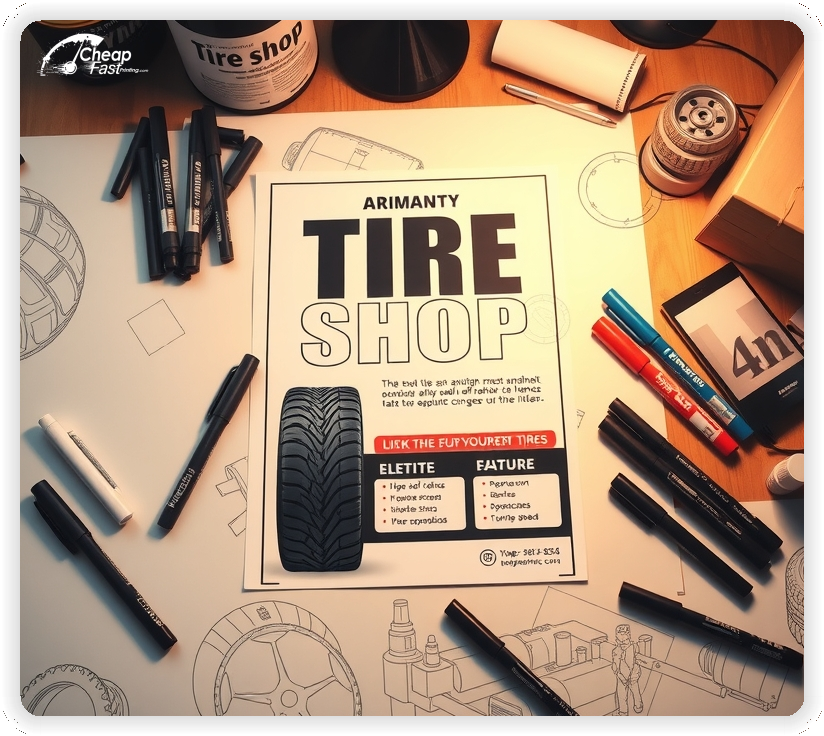 Best Tire Shop Pamphlet, Tire Shop marketing materials print sample