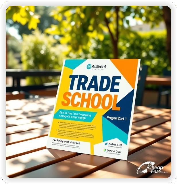 Advertisement For Trade School, Trade School leaflets layout example