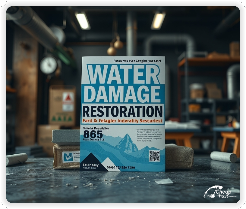 Creative Print Design 1, Water Damage Restoration promo cards creative layout