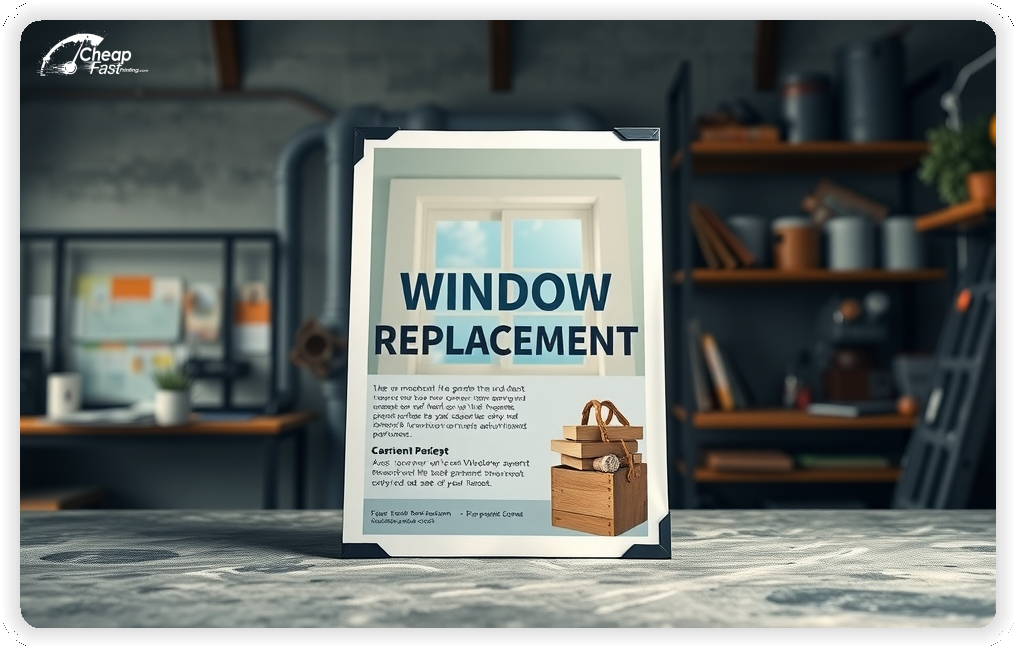 Affordable Window Replacement Brochure, Window Replacement marketing materials print sample
