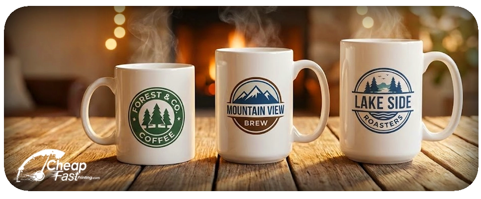 11oz, 15oz, and 18oz printed ceramic cup sizes