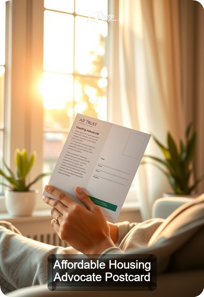 Affordable Housing Advocate Postcard Sample 02 · 4.5" x 6.5" design sample