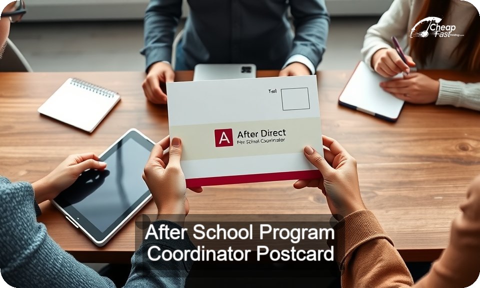 After School Program Coordinator Postcard Sample 02 · 4" x 9" design sample