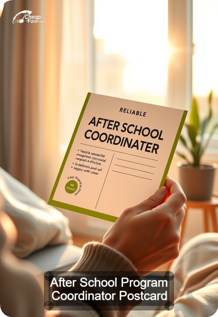 After School Program Coordinator Postcard Sample 03 · 4.5" x 6.5" design sample