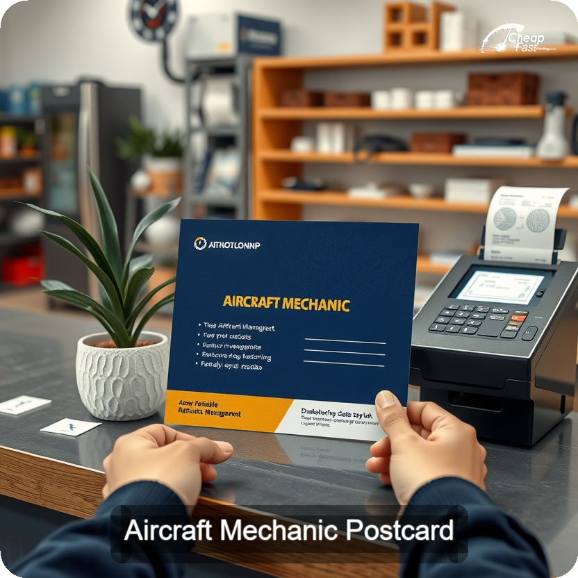 Aircraft Mechanic Postcard Sample 02 · 5" x 5" design sample