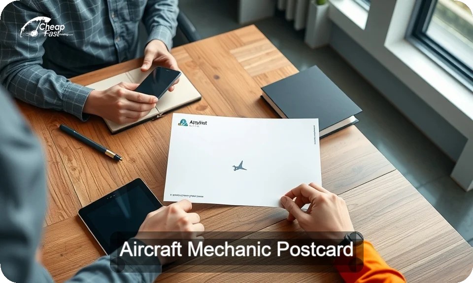 Aircraft Mechanic Postcard Sample 04 · 4" x 9" design sample