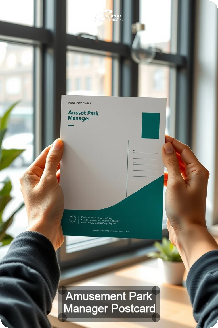 Amusement Park Manager Postcard Sample 03 · 4.5" x 11" design sample