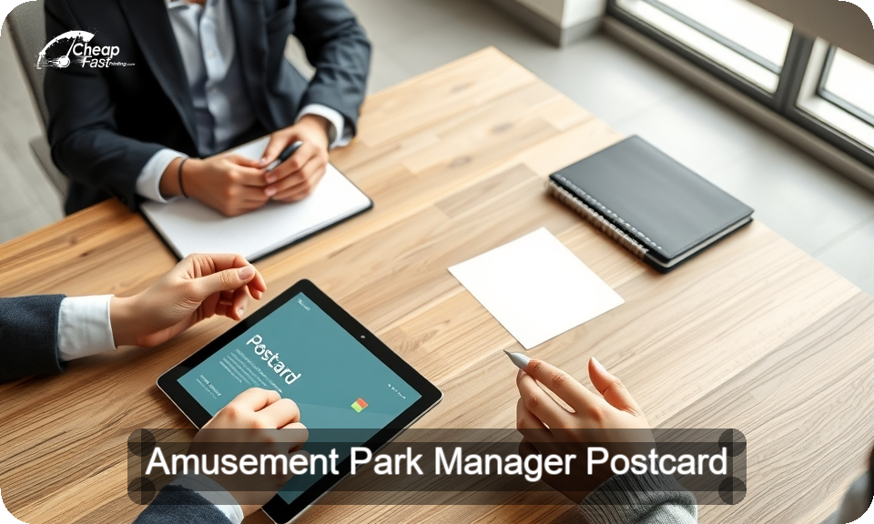 Amusement Park Manager Postcard Sample 10 · 4" x 9" design sample