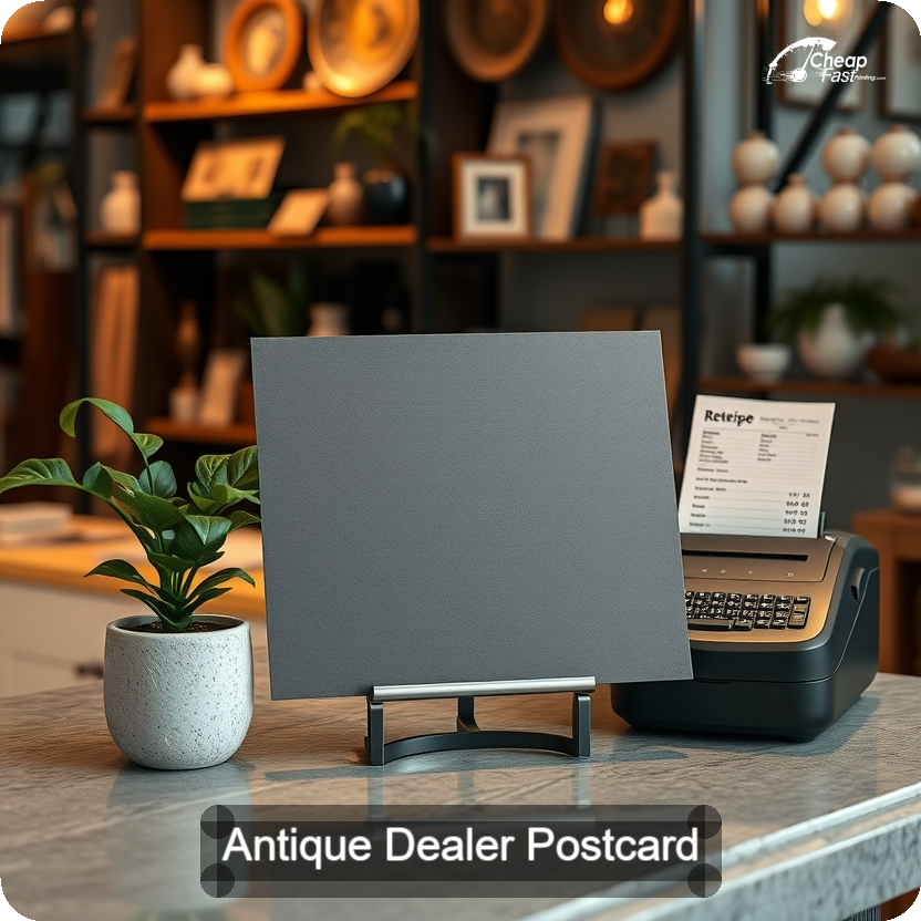 Antique Dealer Postcard Sample 05 · 5" x 5" design sample