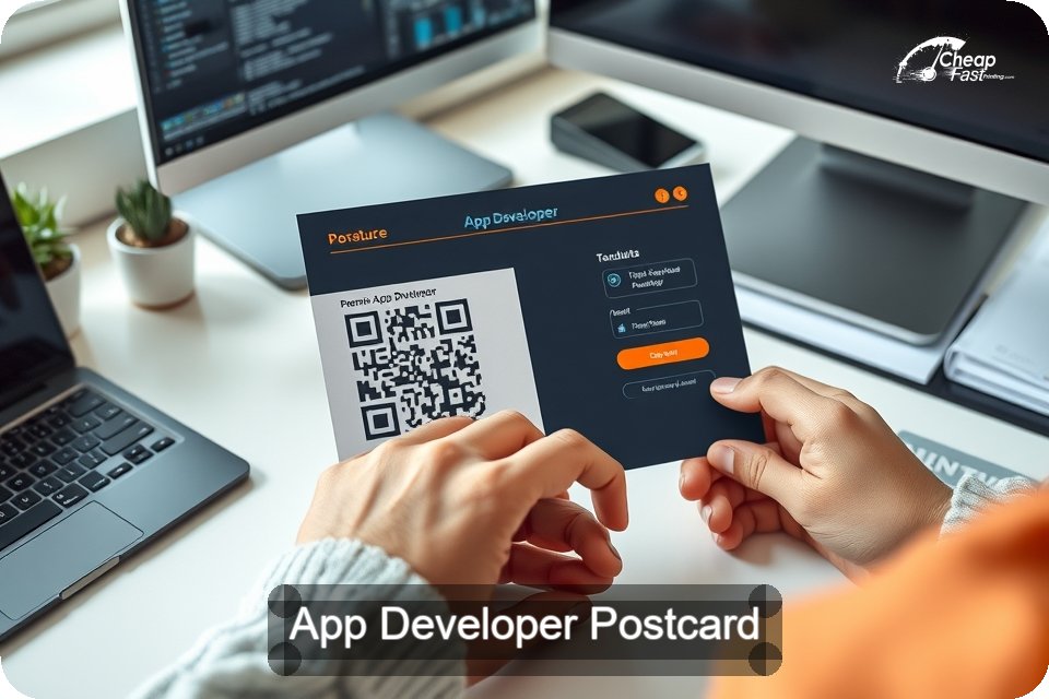App Developer Postcard Sample 01 · 6" x 9" design sample