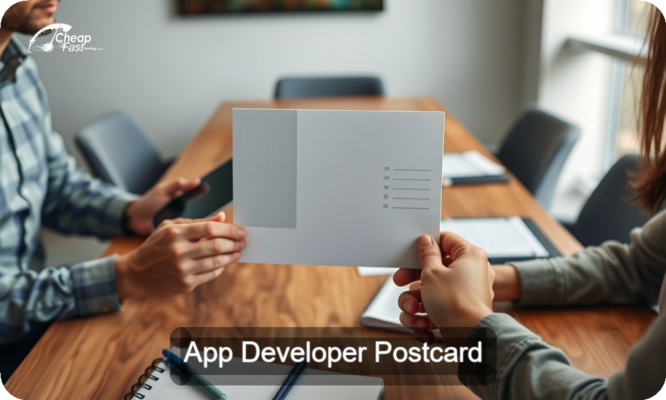 App Developer Postcard Sample 05 · 4" x 9" design sample
