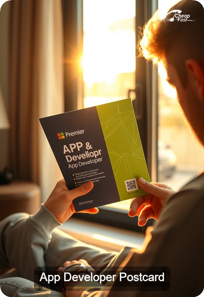 App Developer Postcard Sample 06 · 4.5" x 6.5" design sample