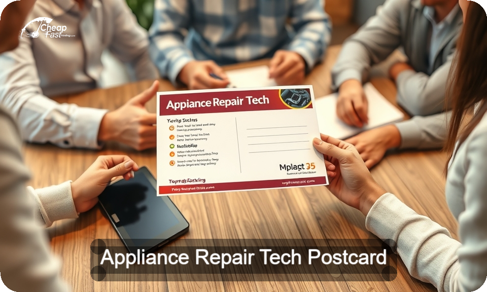 Appliance Repair Tech Postcard Sample 04 · 4" x 9" design sample