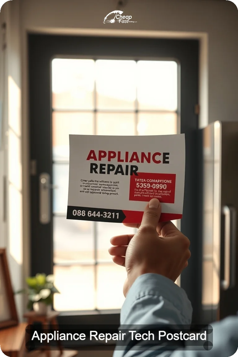 Appliance Repair Tech Postcard Sample 07 · 4.5" x 11" design sample
