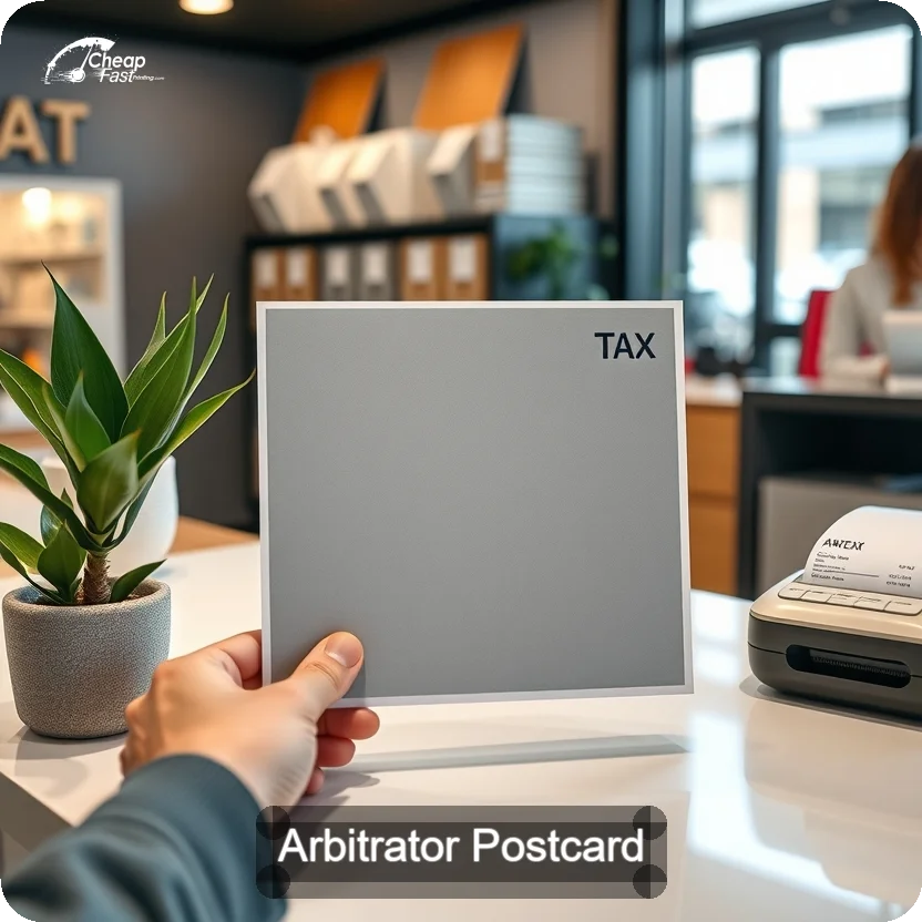 Arbitrator Postcard Sample 06 · 5" x 5" design sample