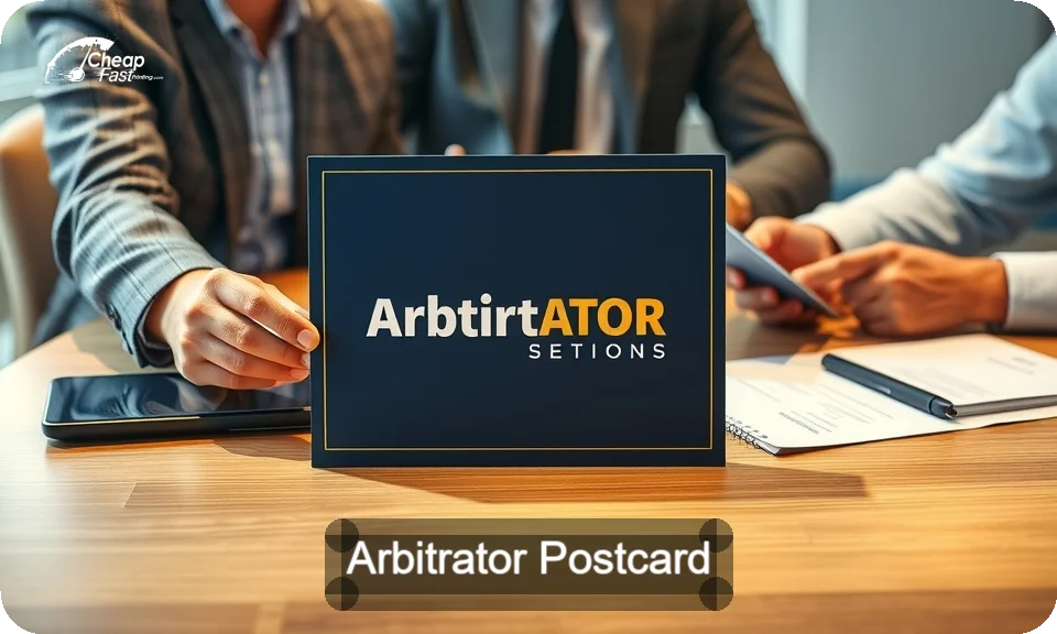 Arbitrator Postcard Sample 08 · 4" x 9" design sample