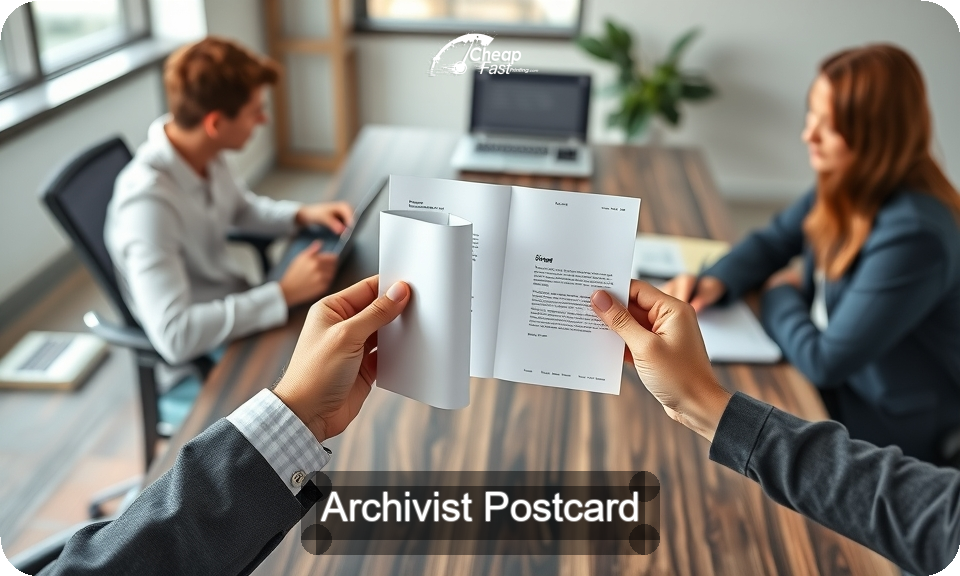 Archivist Postcard Sample 07 · 4" x 9" design sample