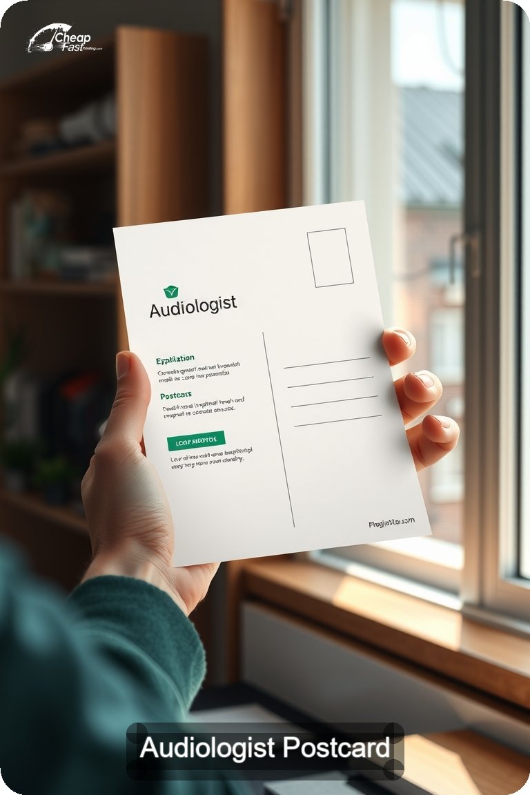 Audiologist Postcard Sample 02 · 4.5" x 11" design sample