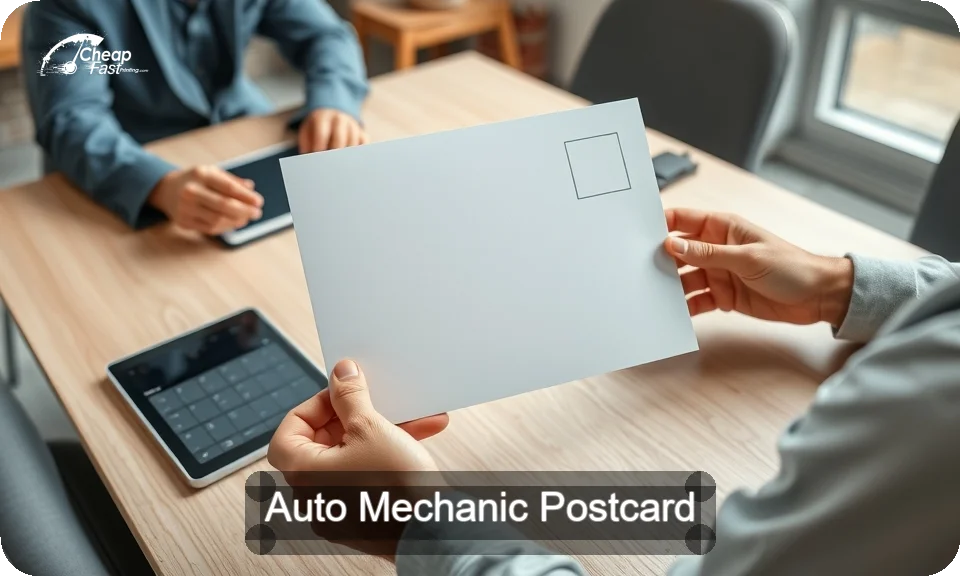 Auto Mechanic Postcard Sample 02 · 4" x 9" design sample