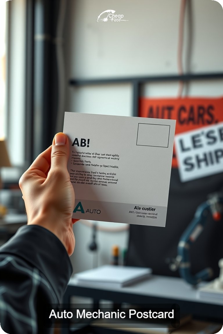 Auto Mechanic Postcard Sample 05 · 4.5" x 11" design sample