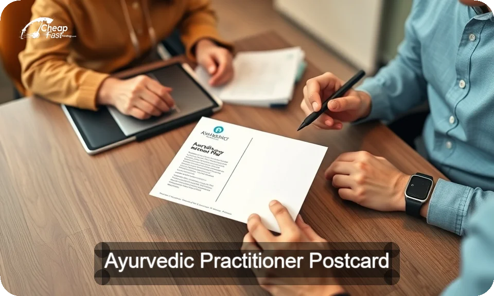 Ayurvedic Practitioner Postcard Sample 07 · 4" x 9" design sample