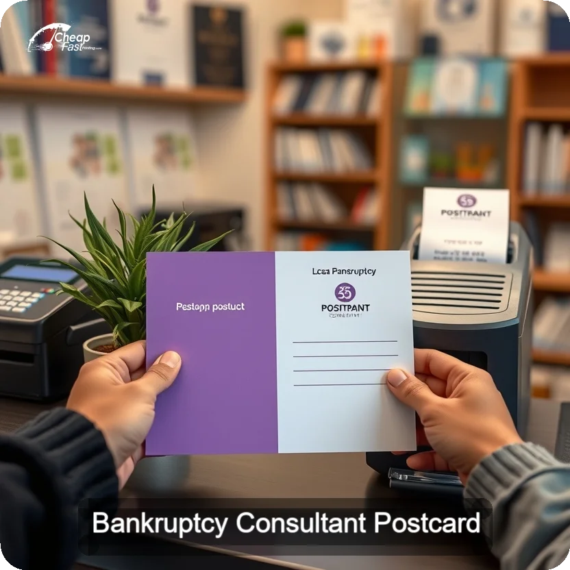 Bankruptcy Consultant Postcard Sample 06 · 5" x 5" design sample