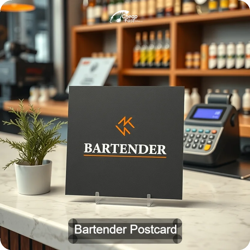 Bartender Postcard Sample 04 · 5" x 5" design sample