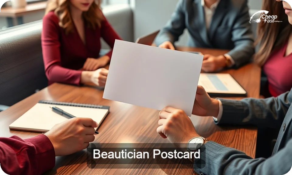 Beautician Postcard Sample 06 · 4" x 9" design sample