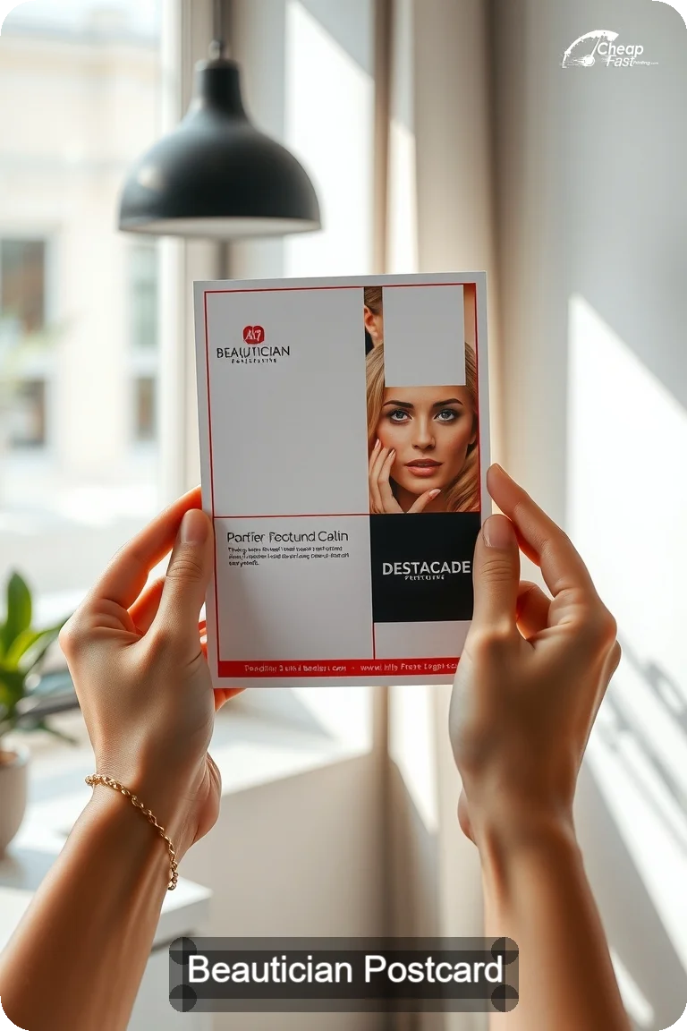 Beautician Postcard Sample 09 · 4.5" x 11" design sample