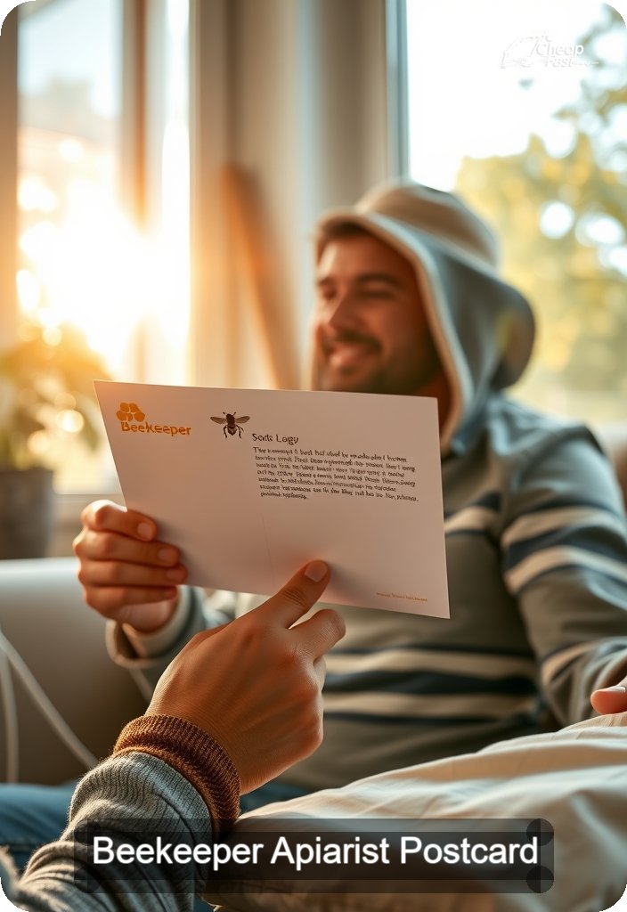 Beekeeper Apiarist Postcard Sample 01 · 4.5" x 6.5" design sample