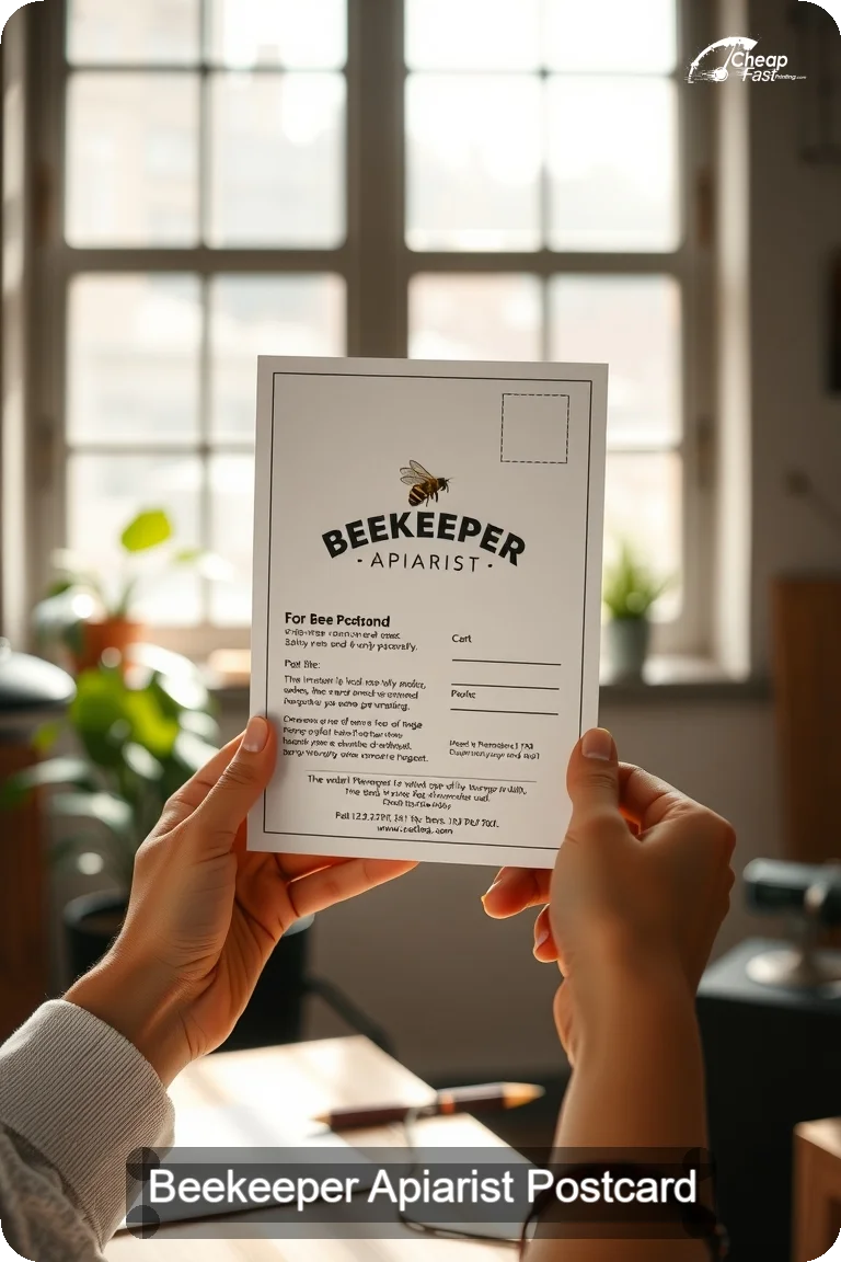 Beekeeper Apiarist Postcard Sample 03 · 4.5" x 11" design sample