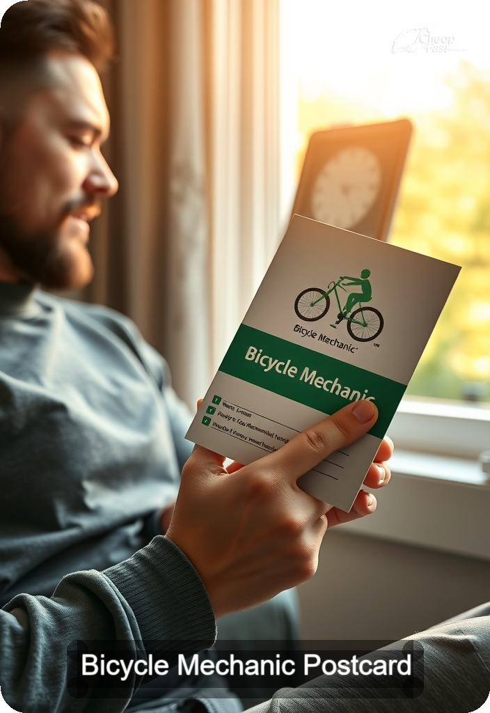 Bicycle Mechanic Postcard Sample 02 · 4.5" x 6.5" design sample