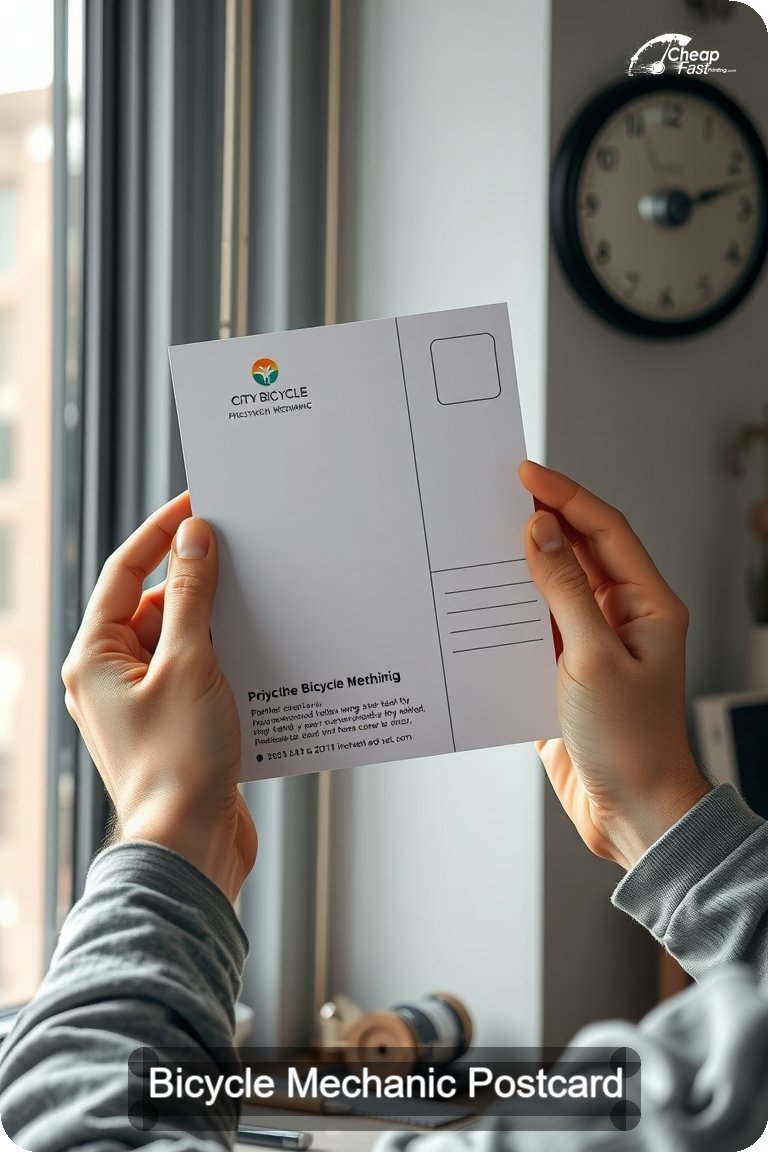 Bicycle Mechanic Postcard Sample 04 · 4.5" x 11" design sample