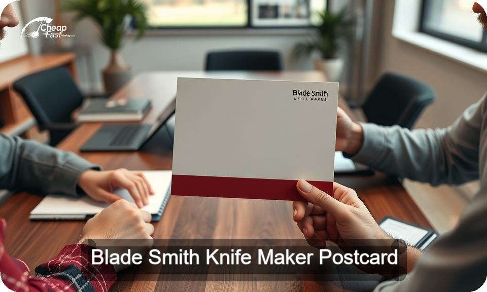 Blade Smith Knife Maker Postcard Sample 01 · 4" x 9" design sample