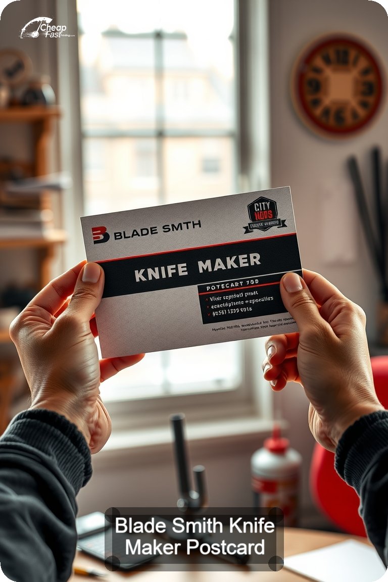 Blade Smith Knife Maker Postcard Sample 04 · 4.5" x 11" design sample
