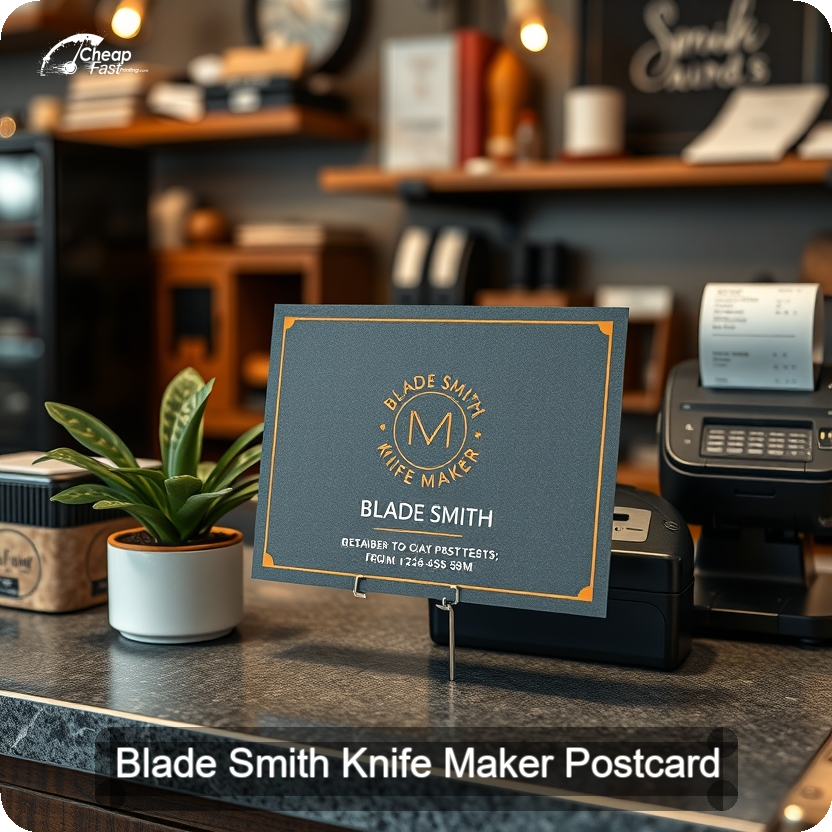 Blade Smith Knife Maker Postcard Sample 09 · 5" x 5" design sample