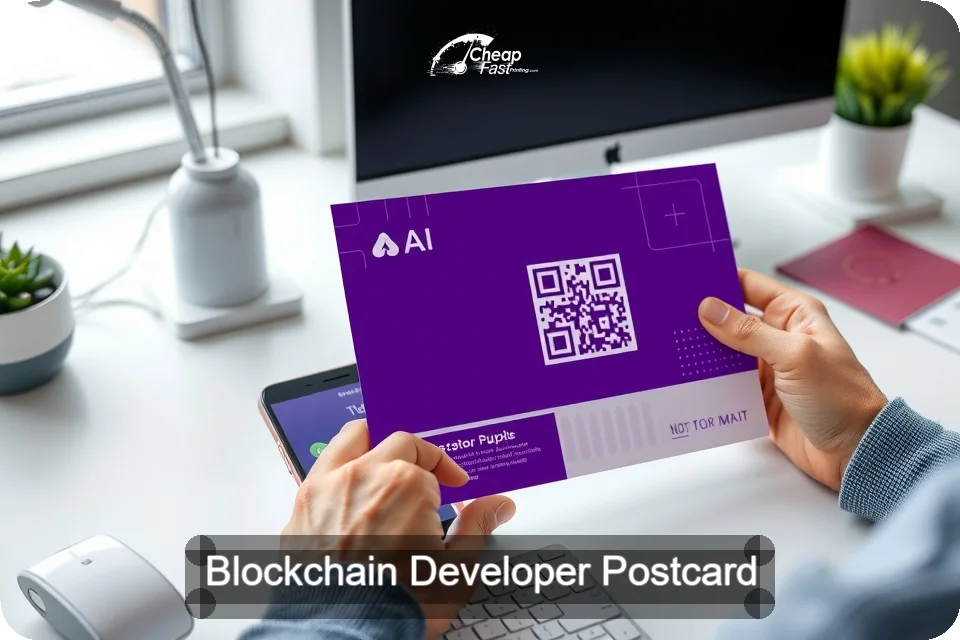 Blockchain Developer Postcard Sample 03 · 6" x 9" design sample