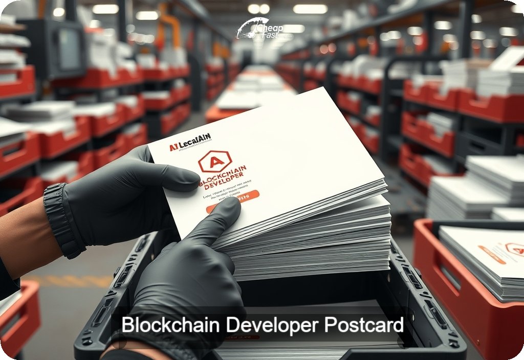 Blockchain Developer Postcard Sample 04 · 6" x 11" design sample