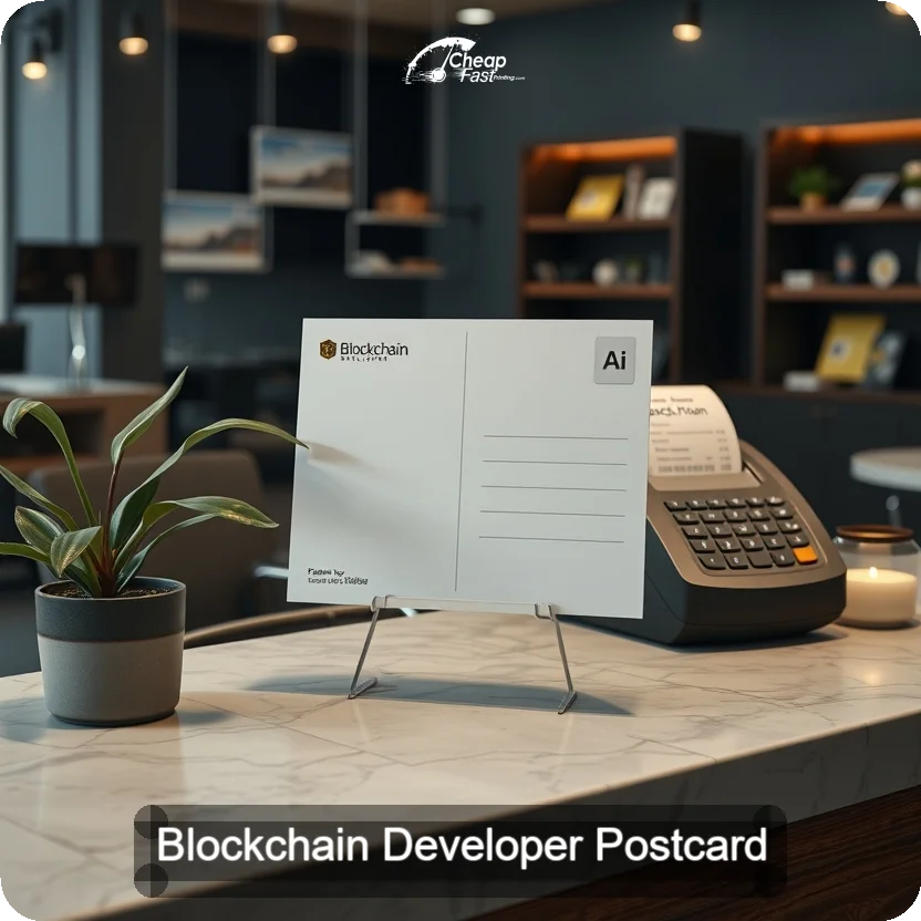 Blockchain Developer Postcard Sample 05 · 5" x 5" design sample