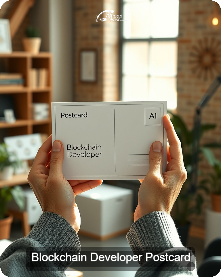 Blockchain Developer Postcard Sample 06 · 4.25" x 5.5" design sample