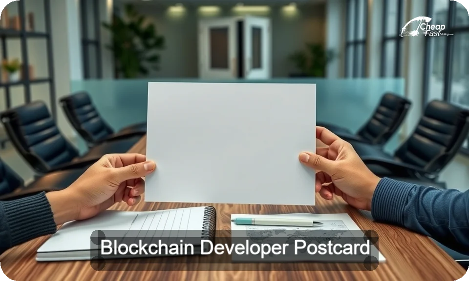Blockchain Developer Postcard Sample 07 · 4" x 9" design sample