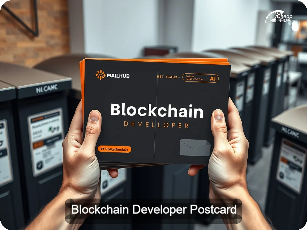 Blockchain Developer Postcard Sample 09 · 6.5" x 9" design sample