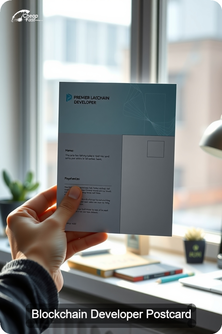 Blockchain Developer Postcard Sample 10 · 4.5" x 11" design sample