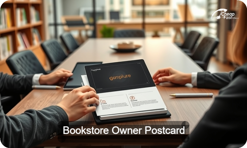 Bookstore Owner Postcard Sample 05 · 4" x 9" design sample